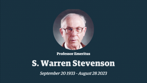 Professor Emeritus S. Warren Stevenson, September 20, 1933 – August 28, 2023